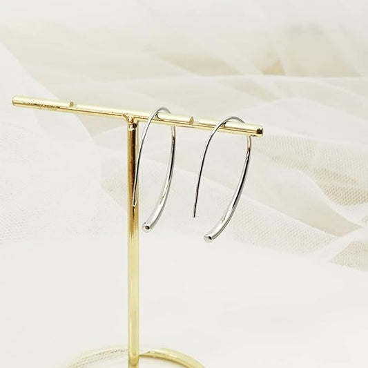 Handmade Pull Through Earrings 925 Sterling Silver Hypoallergenic Hoop -  BigGreenBear.com jewelry 19.99 USD Big Green Bear