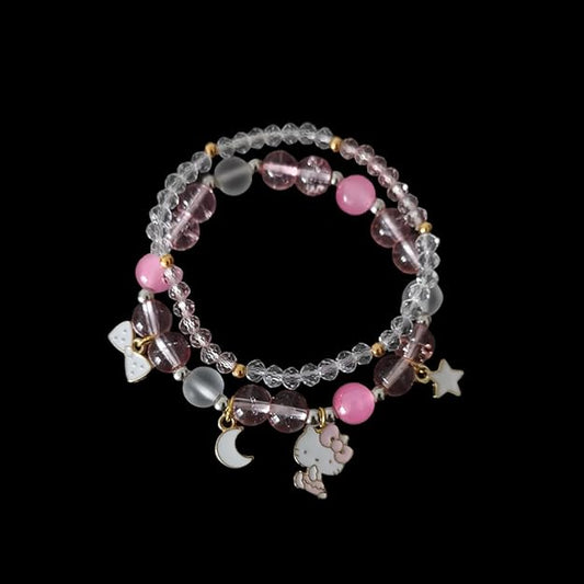 NEW! Hello Kitty Crystal Bead Bracelet Kawaii Elastic Beaded Bracelets -  BigGreenBear.com jewelry 9.99 USD Big Green Bear
