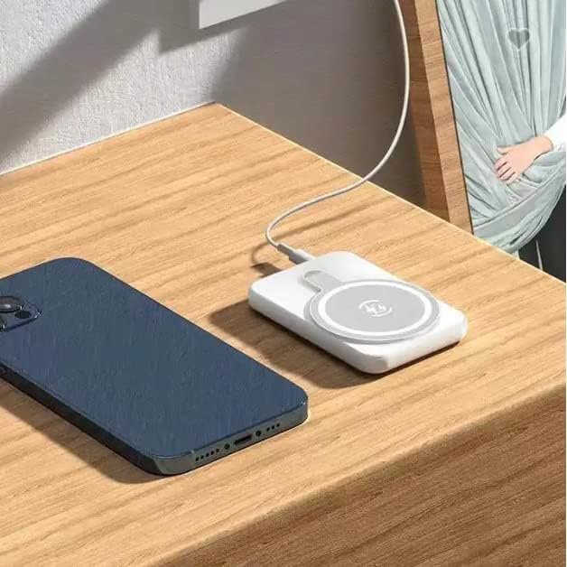 Magnetic Wireless Charging Portable Power Bank Compatible for iPhone (Includes Charging Adapter)