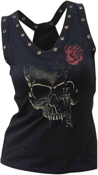 Skull Shirt for Women Tank Top Sleeveless