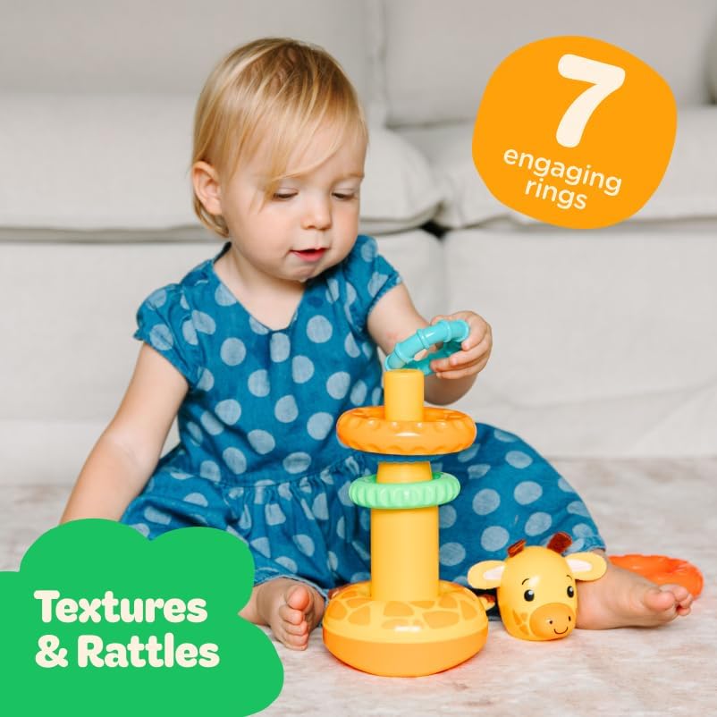 Stacking Toy, Includes 7 Unique Rings, Montessori Development