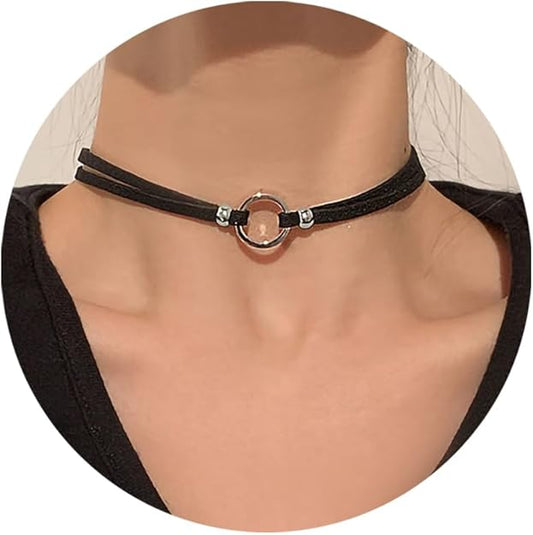 Women, Adjustable Layered Velvet Leather Lace Collar Necklace