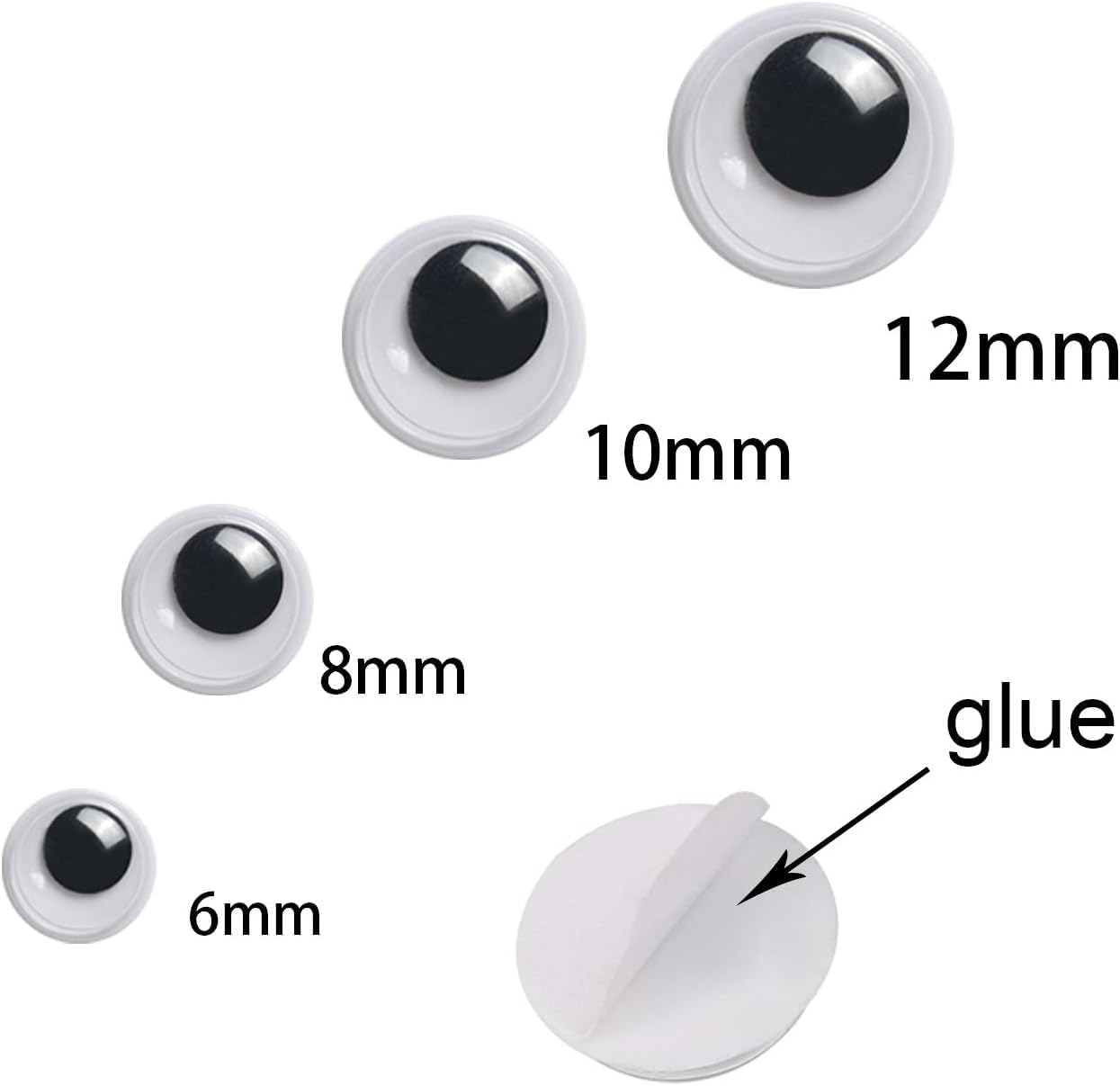 300 Pcs Black Wiggle Googly Eyes with Self-Adhesive