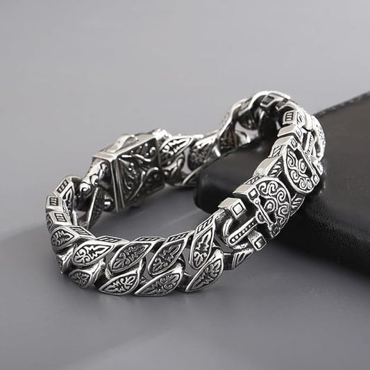 Vintage Cross Men Bracelet Stainless Steel Men's link Bracelet Silver 8.66 Inches