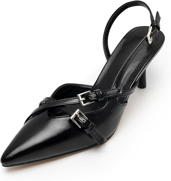 Kitten Heels for Women Pointed Toe Slingback Heels Closed Toe -  BigGreenBear.com clothing 44.55 USD Big Green Bear