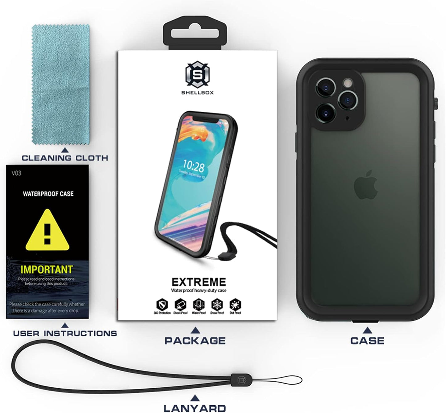 Waterproof Case for iPhone 11/11 Pro/11 Pro Max, 360 Degree Full Sealed Underwater -  BigGreenBear.com cell phone 24.95 USD Big Green Bear