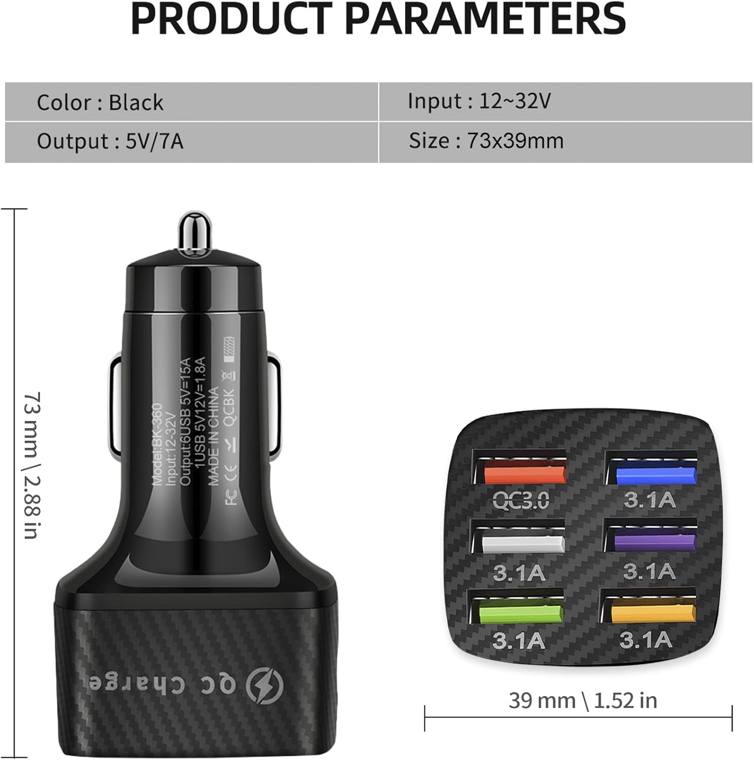 Car Charger Adapter, 6 USB Multi Port, Fast Charger, Include QC 3.0 and 5 Other Ports -  BigGreenBear.com cell phone 8.99 USD Big Green Bear