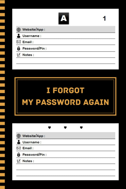 I Forgot My Password Again: Password Book With Alphabetical Tabs, Page With Number