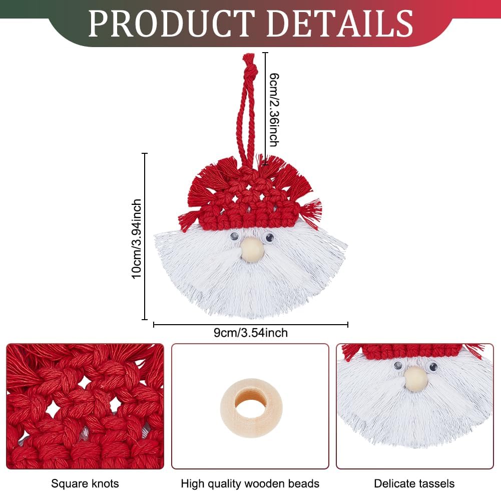 6 Set DIY Macrame Christmas Gnomes Macrame Santa Claus