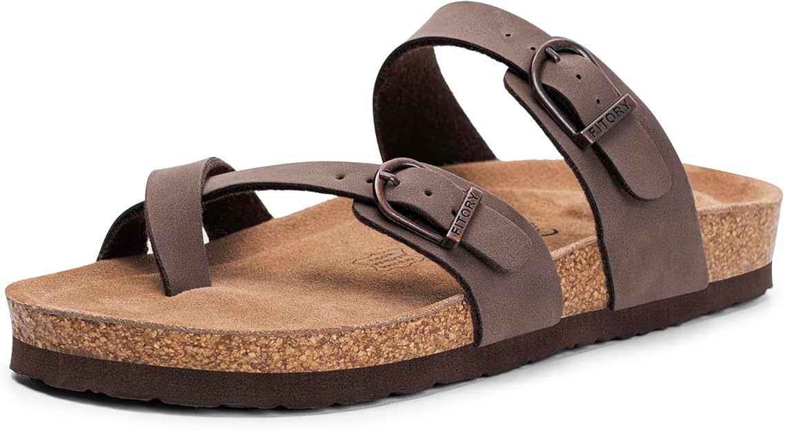 Women's Slide Sandals with Soft Cork Footbed -  BigGreenBear.com clothing 29.95 USD Big Green Bear