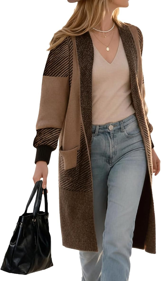 Women's Cardigan Chunky Open Front Sweater Long Knit -  BigGreenBear.com clothing 49.99 USD Big Green Bear