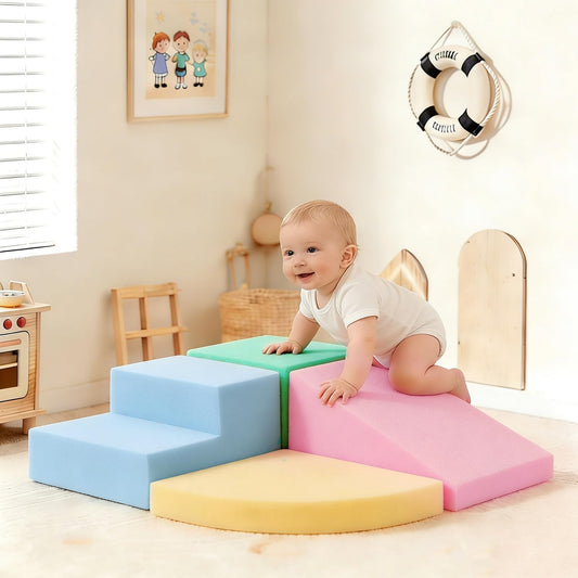 4-Piece Soft Indoor Play Gym for Kids, Toddler Playtime Corner Climber