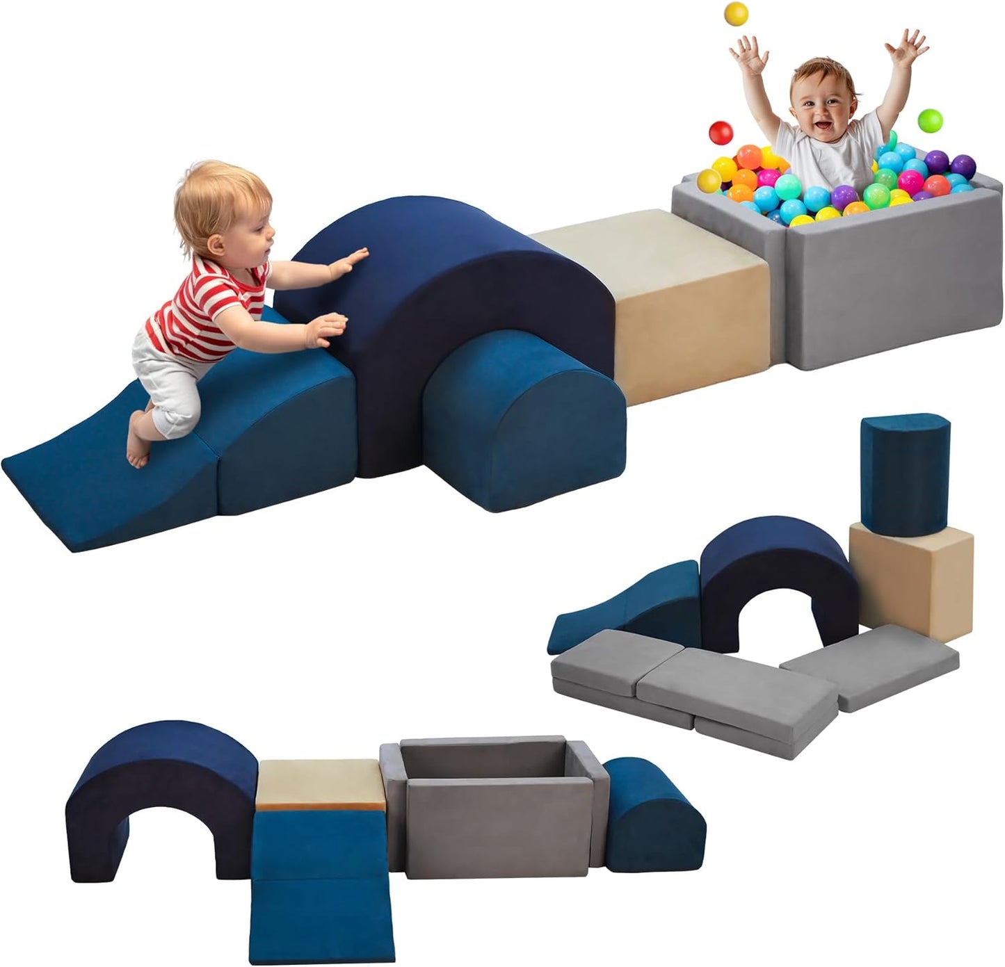 7 Pieces Climbing Toys and Blocks - Indoor Soft Foam Climber PlaySet