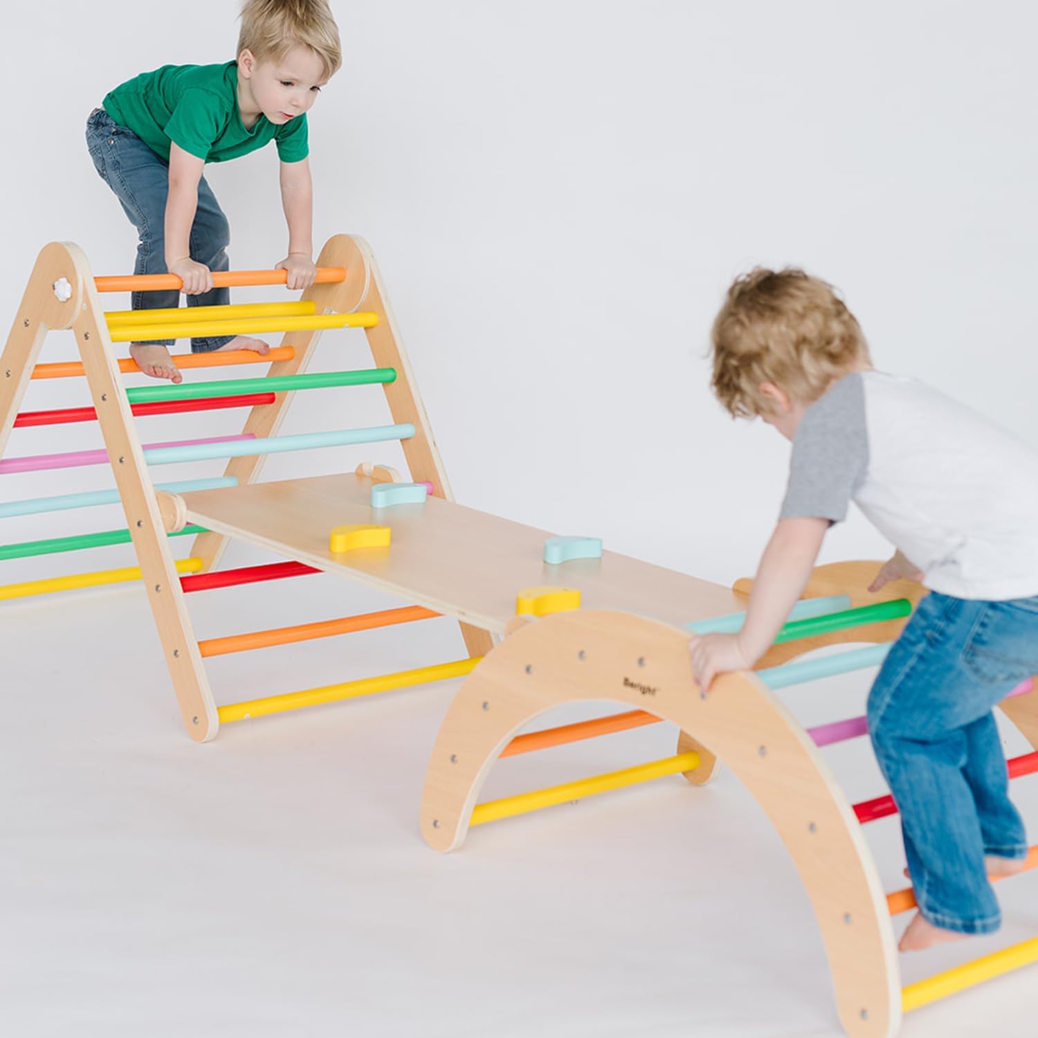 4 in 1 Pikler Triangle Gym, Montessori Foldable Climber with Ramp