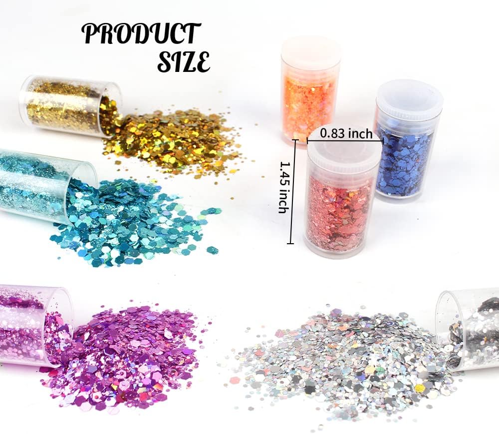 Holographic Chunky Glitter, Set of 36 Colors Craft Glitter