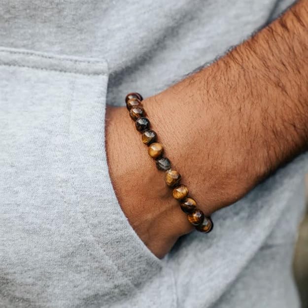 4 Piece Tiger Eye Bracelet For Men 8MM Natural Stone Stretch Adjustable -  BigGreenBear.com jewelry 18.99 USD Big Green Bear