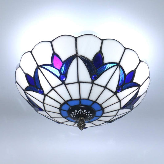 Tiffany Style Handcrafted Stained Glass Ceiling Light Biggreenbear.com Big Green Bear