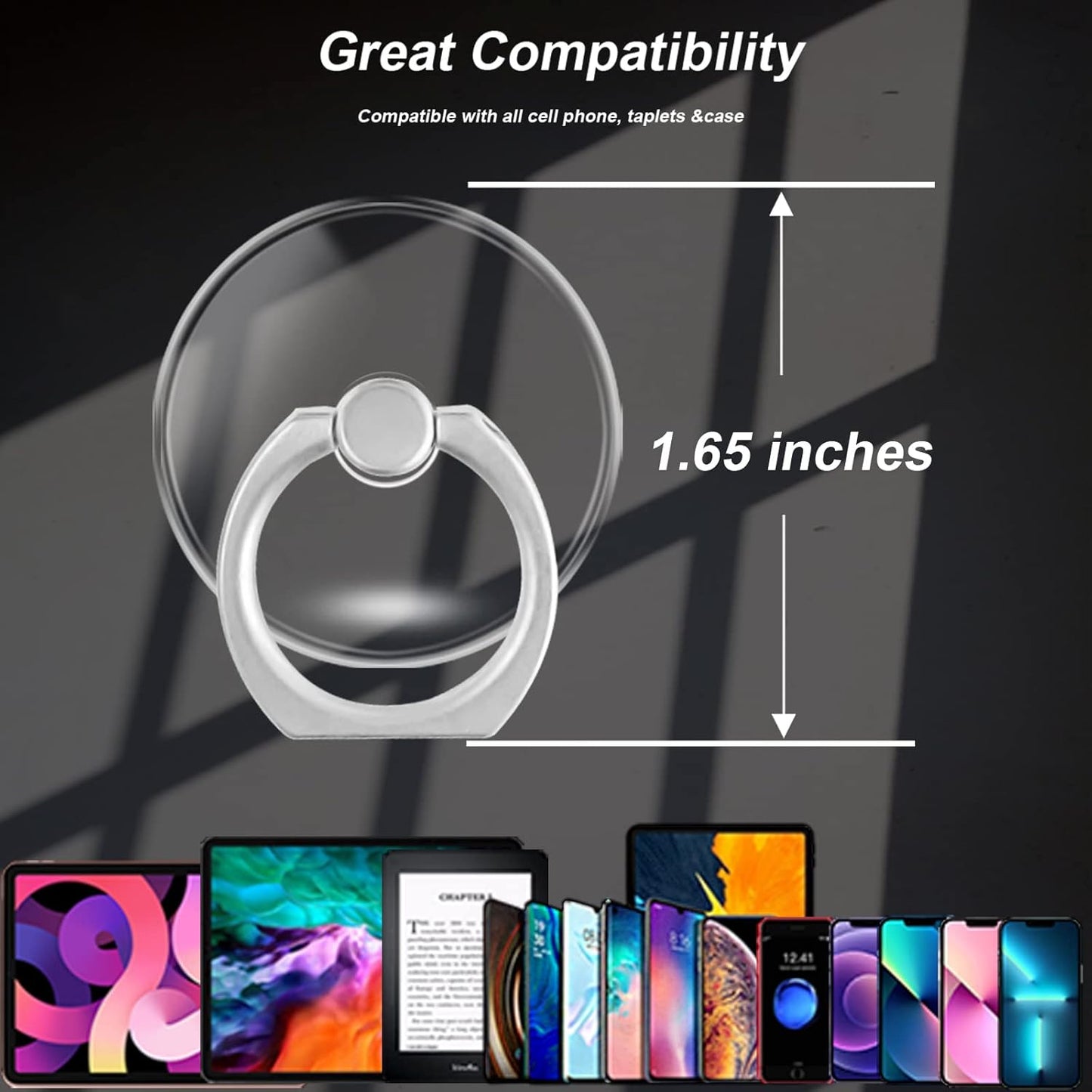 Transparent Clear Phone Ring Grips Holder Kickstand, Finger Ring Stand