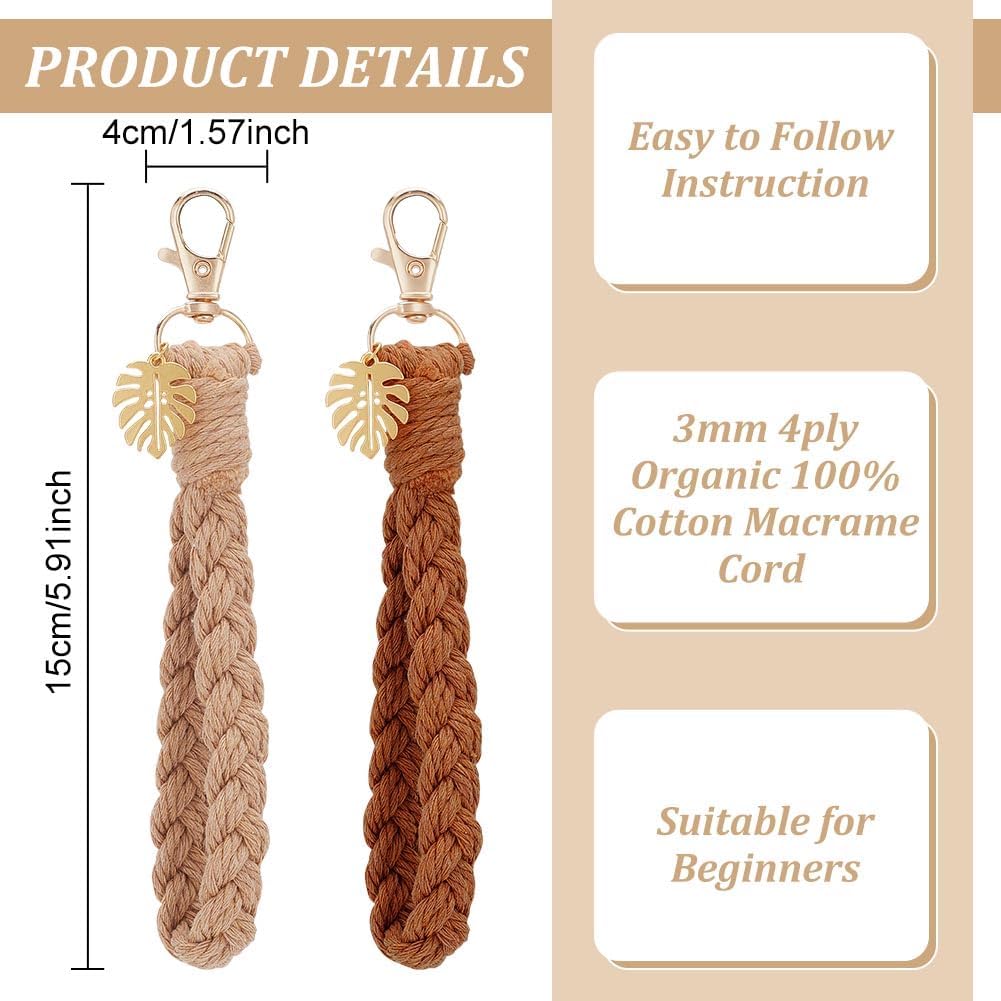 6 Set Macrame Keychain Lanyard Kit DIY Macrame Palm Leaf Keychain Kit