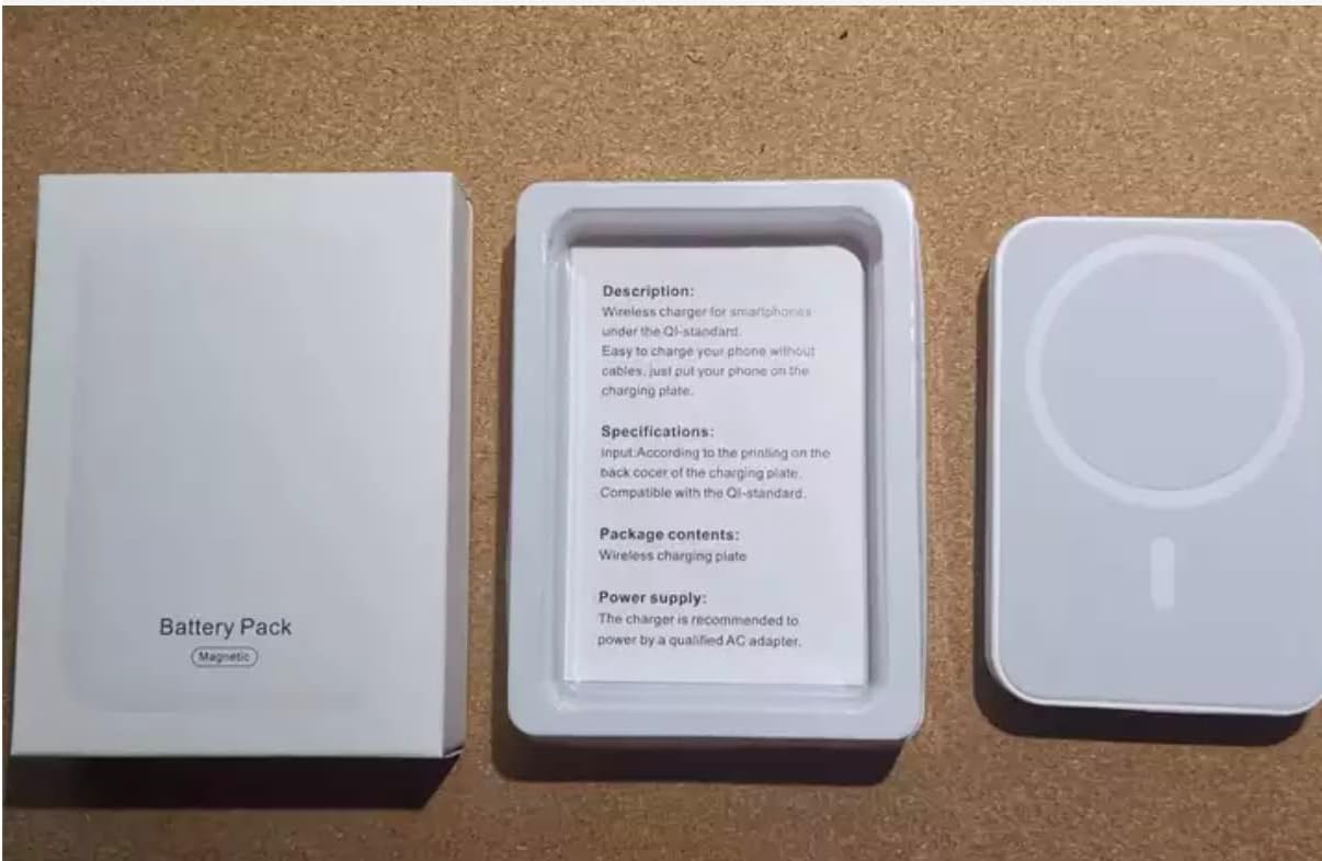 Magnetic Wireless Charging Portable Power Bank Compatible for iPhone (Includes Charging Adapter)