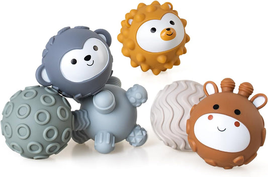 Cute Animal Shapes Sensory Ball for Babies 6-18 Months 6 Pack