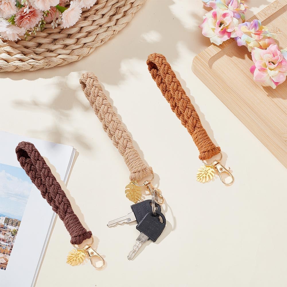 6 Set Macrame Keychain Lanyard Kit DIY Macrame Palm Leaf Keychain Kit