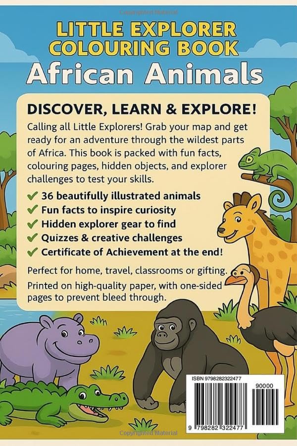 Little Explorer Colouring Book: African Animals Paperback -  BigGreenBear.com Book 8.99 USD Big Green Bear