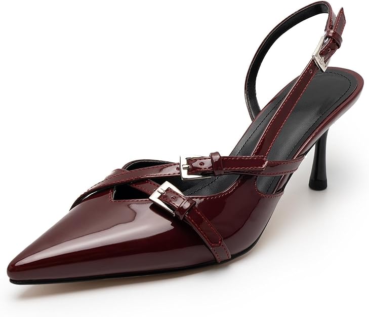 Kitten Heels for Women Pointed Toe Slingback Heels Closed Toe -  BigGreenBear.com clothing 44.55 USD Big Green Bear