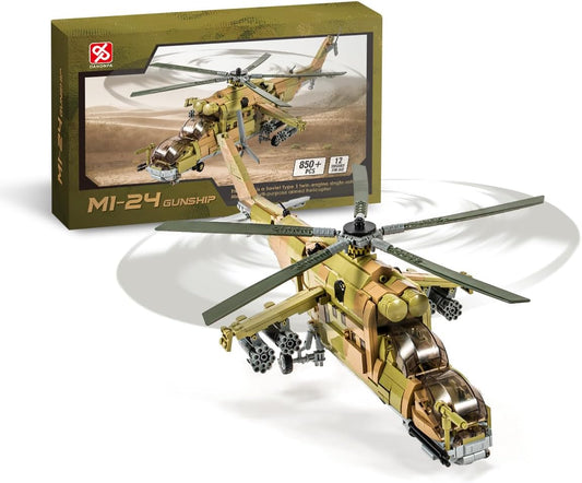 MI-24S Helicopter Medium Utility Military Army Airplane Building Bricks Set, 850+ Pieces -  BigGreenBear.com RC Airplane 59.43 USD Big Green Bear