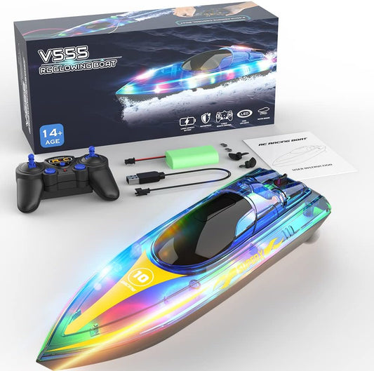 RC Boat with LED - Remote Control Boat for Pools and Lakes -  BigGreenBear.com rc boats 29.95 USD Big Green Bear