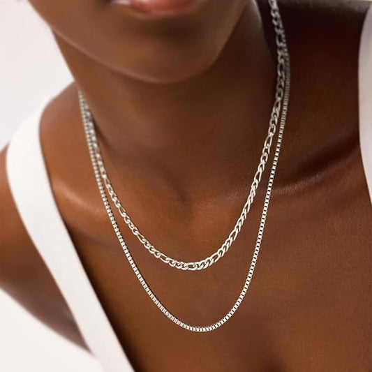Sterling Silver Necklace Stack Gold Choker Layered Necklace for Women -  BigGreenBear.com jewelry 16.89 USD Big Green Bear