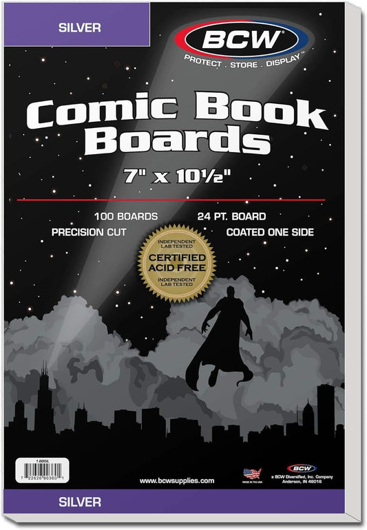 BCW Silver Age Backing Boards - 1 Pack (100 Total) | Certified Acid-Free