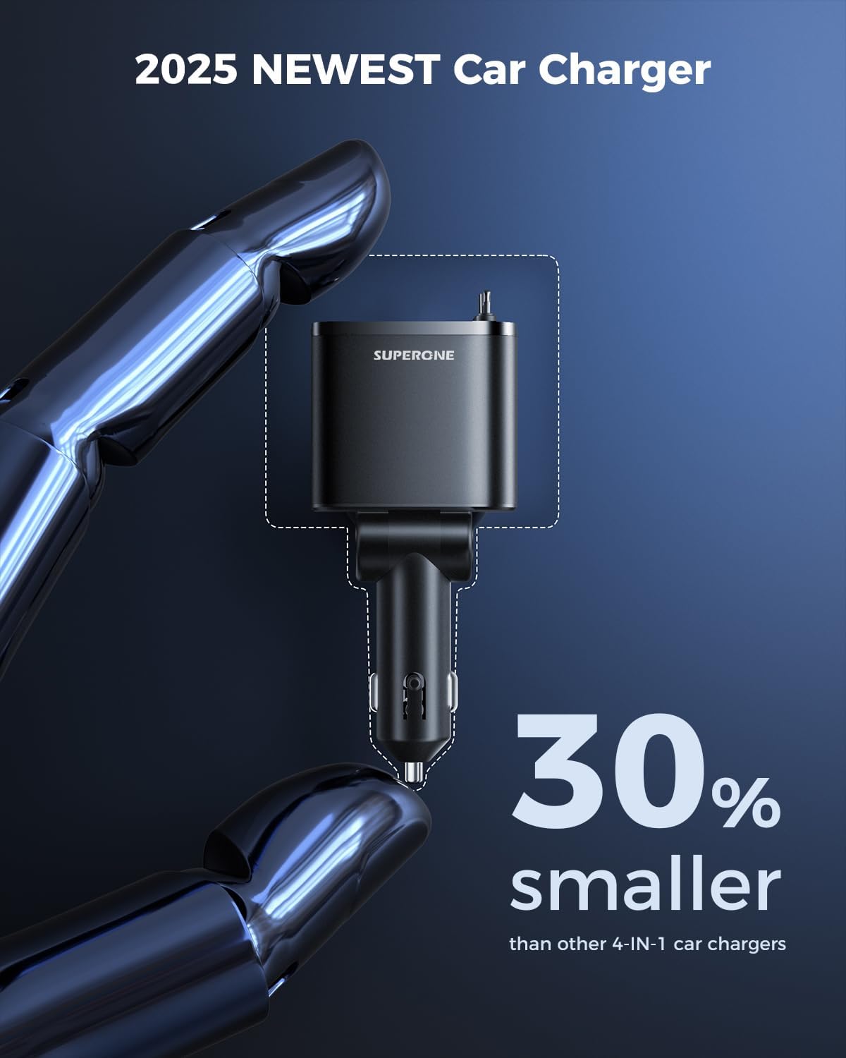 Retractable Car Charger, SUPERONE 69W Car Phone Charger with Cables Fast Charging -  BigGreenBear.com cell phone 14.99