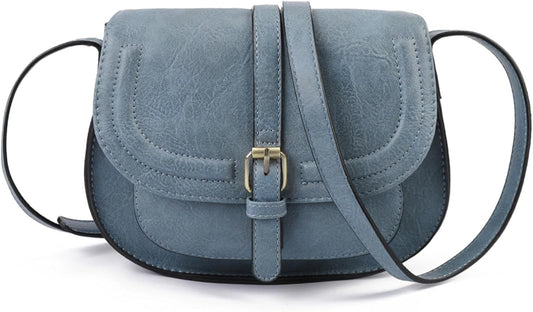 Crossbody Bags for Women, Small Saddle Purse-Blue -  BigGreenBear.com HANDBAGS 29.95 USD Big Green Bear