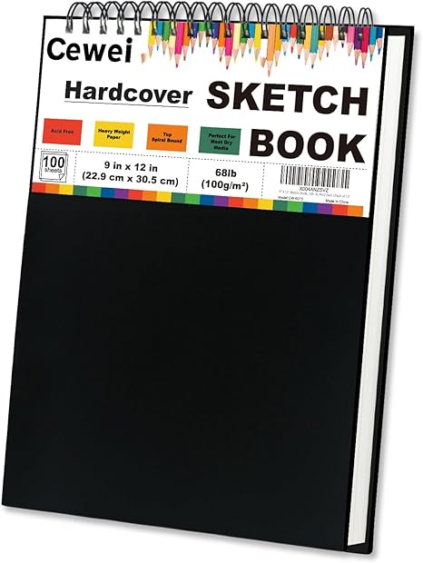 9" x 12" Sketch Book, Top Spiral Sketchbook, 100 Sheets Sketch Pad