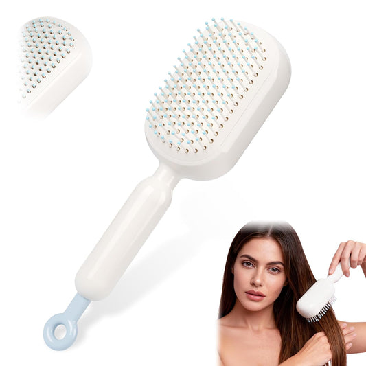 Self Cleaning Hair Brush, for Women, One-pull Clean Anti Static Brush -  BigGreenBear.com Beauty Products 16.89 USD Big Green Bear