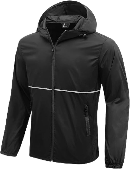 Black raincoat with a hood on a white background Biggreenbear.com