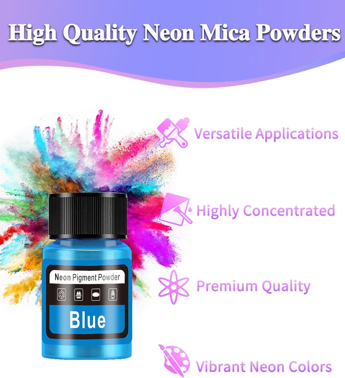 Neon Mica Powder -12 Colors Vibrant Fluorescent Epoxy Resin Pigment Powder