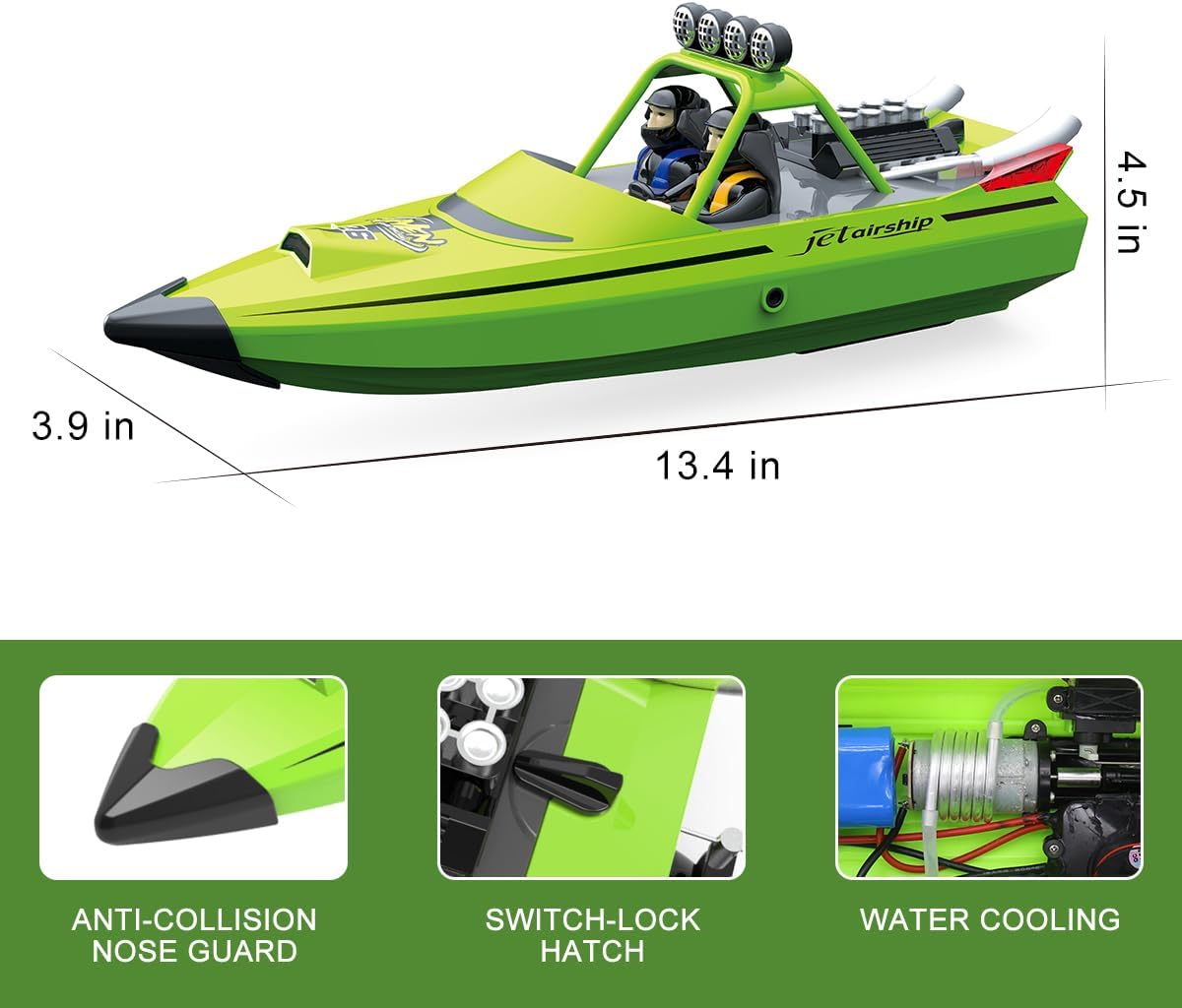 2.4GHz Remote Control Boats with LED Light, 20MPH Fast Speed Racing -  BigGreenBear.com rc boats 75.00 USD Big Green Bear