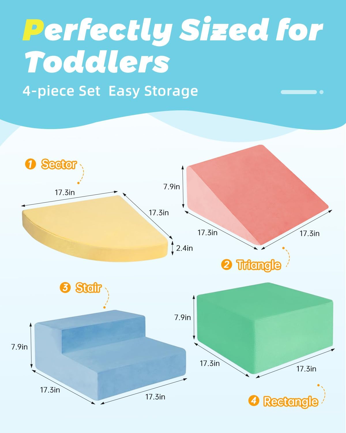 4-Piece Soft Indoor Play Gym for Kids, Toddler Playtime Corner Climber