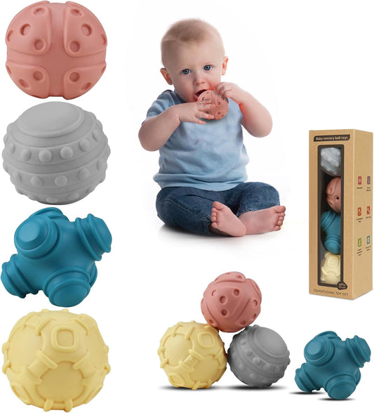 NEW! 4 Pack Sensory Balls for Baby, Baby Balls Toys Gift for 6-12 Months