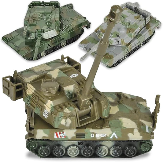 6” Long Pull Back Metal Tank Toys, Set of 3, Diecast Military Vehicles -  BigGreenBear.com Toys 34.00 USD Big Green Bear