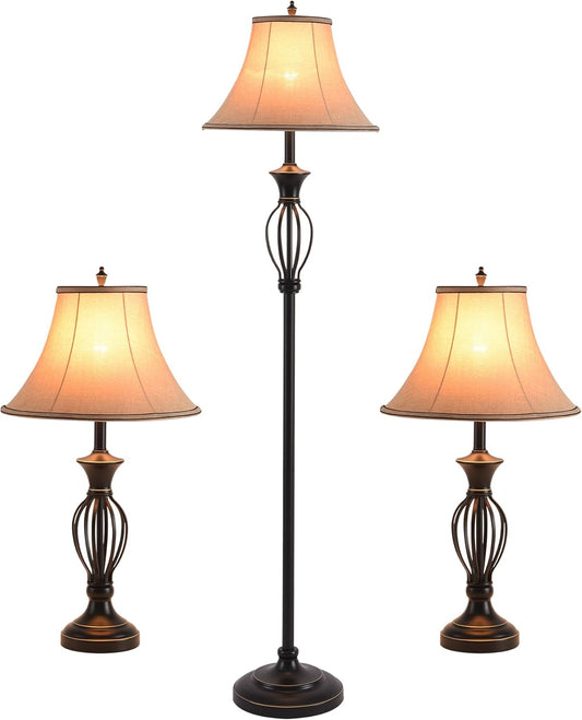 Set of 3, Floor and Table Lamp Set Solid Iron -  BigGreenBear.com Lighting 139.99 USD Big Green Bear