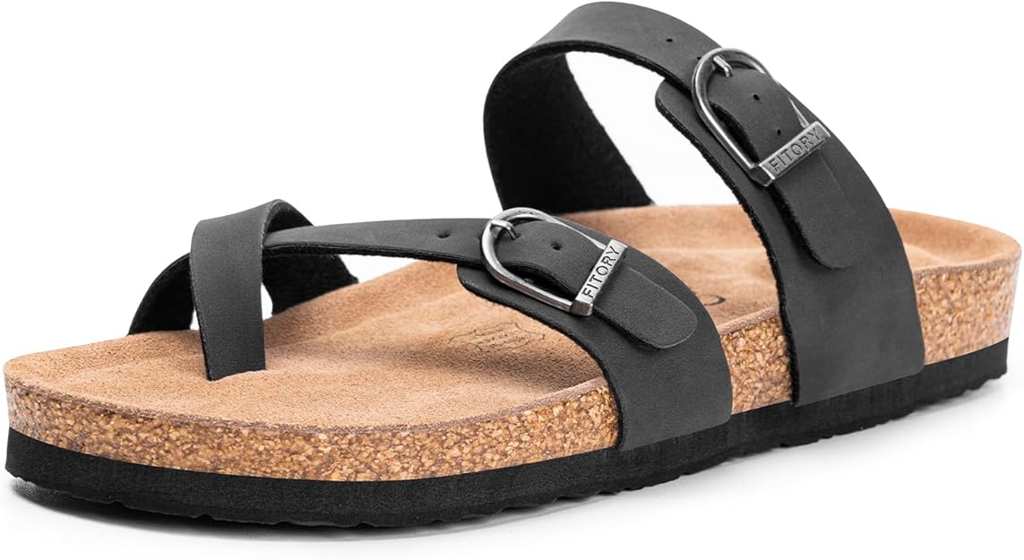 Women's Slide Sandals with Soft Cork Footbed -  BigGreenBear.com clothing 29.95 USD Big Green Bear