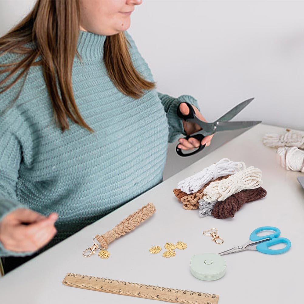 6 Set Macrame Keychain Lanyard Kit DIY Macrame Palm Leaf Keychain Kit