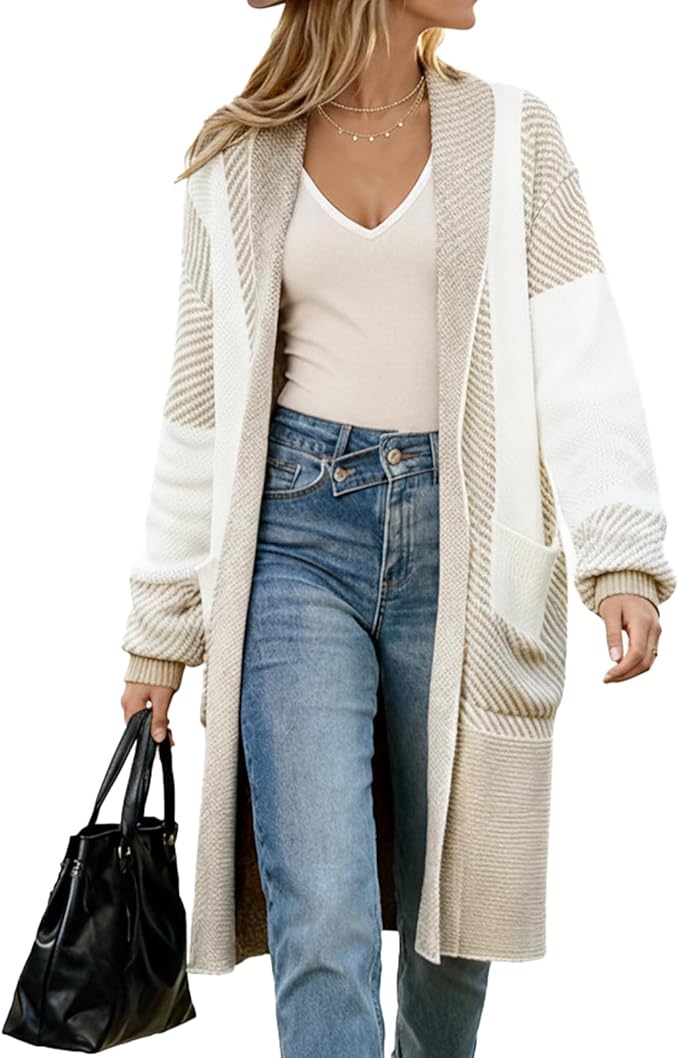 Women's Cardigan Chunky Open Front Sweater Long Knit -  BigGreenBear.com clothing 49.99 USD Big Green Bear