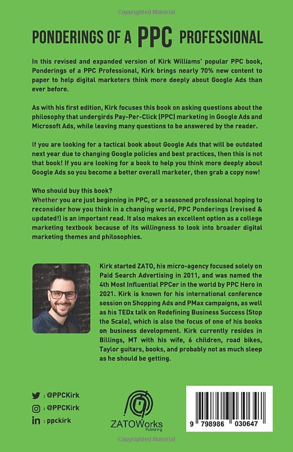 Ponderings of a PPC Professional: Revised & Expanded by Kirk Williams -  BigGreenBear.com Book 13.99 USD Big Green Bear