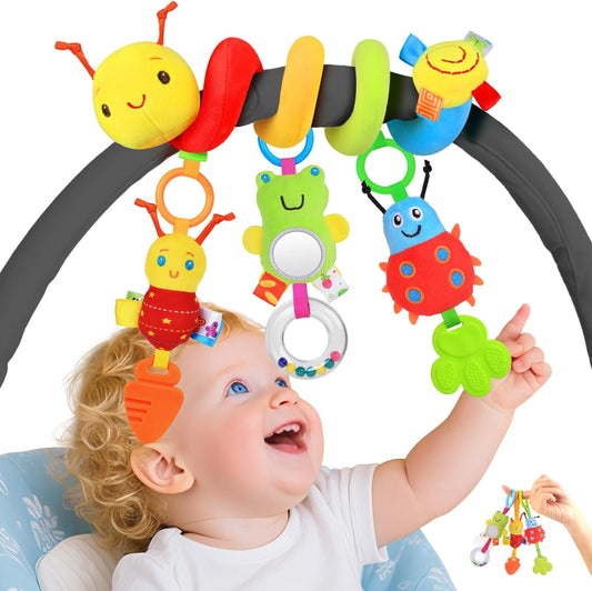 NEW!  Colorful Caterpillar with Detachable Rattles Car Seat Toys for Babies 0-6