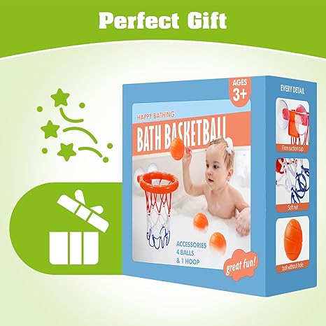 Bathtub Basketball Hoop for Kids Toddlers Ages 4-8,Suction Cup