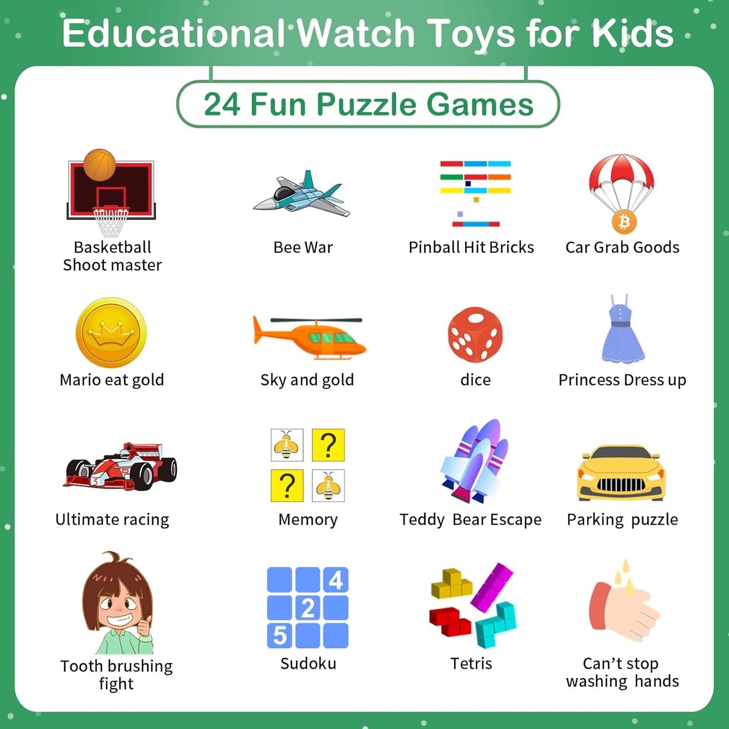 Kids Smart Watches Girls with 24 Games Camera Video Recorder Music Player Alarm Calculator Stopwatch Flashlight Pedometer